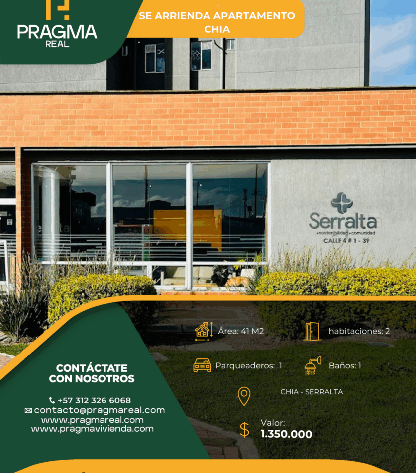 Apartamento en arriendo chia,