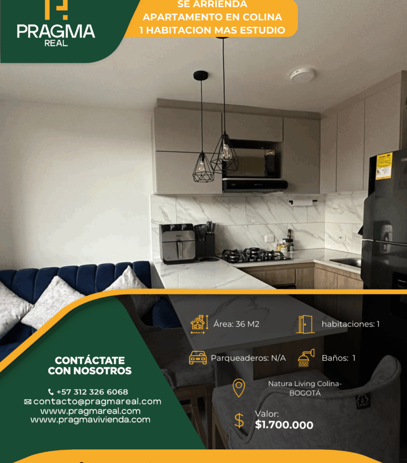 apartamento en arriendo colina living
